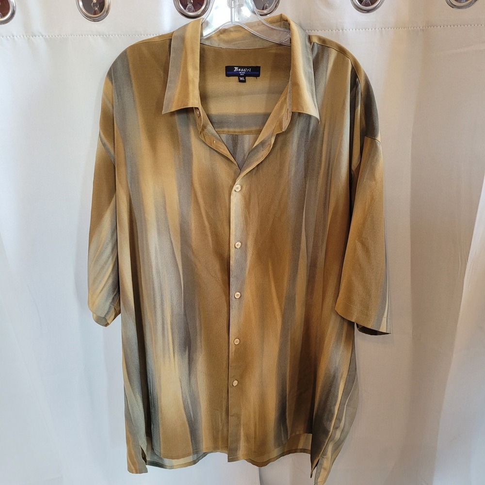 Bassiri Abstract Mens Ombre Shirt 3XL Button Up Stripe Earthy Retro Indie 21638